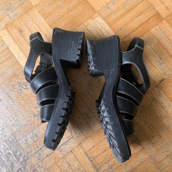 90s chunky leather heeled sandals - Picture 3 of 3